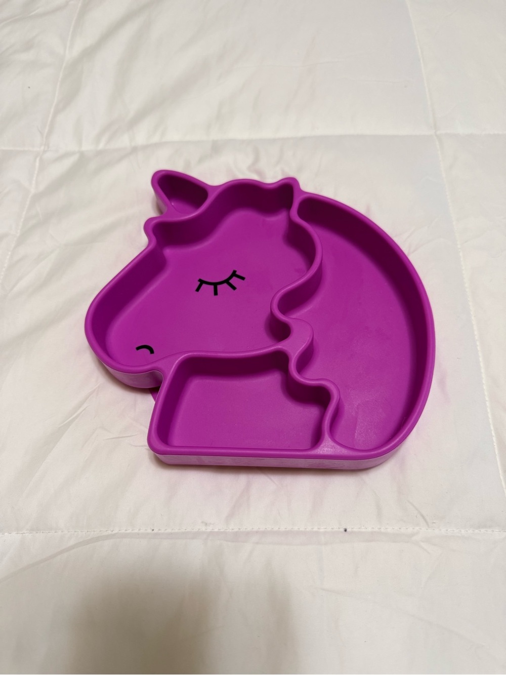 Unicorn Silicone Divided Plate - Bright Pink
